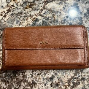 RLL zip wallet with front pocket -Tan